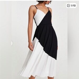 River Island Monochrome Black and White Pleated Midi Dress
